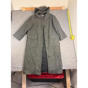 Vintage Eddie Bauer Women’s Petite M 100% Wool Tweed Long Hooded Coat